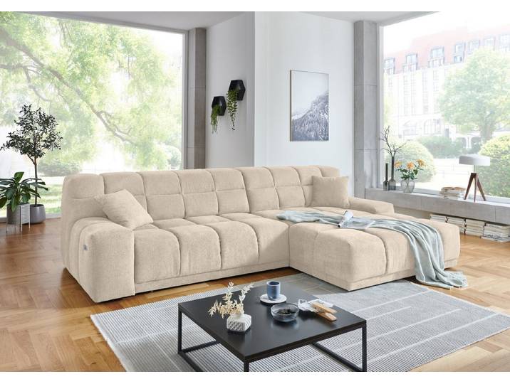 Iwaniccy Polstergarnitur Motor-Sitztiefenverstellung, Aragon 03 beige - 309x82x196cm (BxHxT)