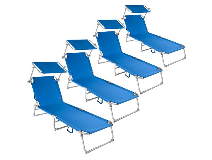 Lot de 4 transats acier - bleu