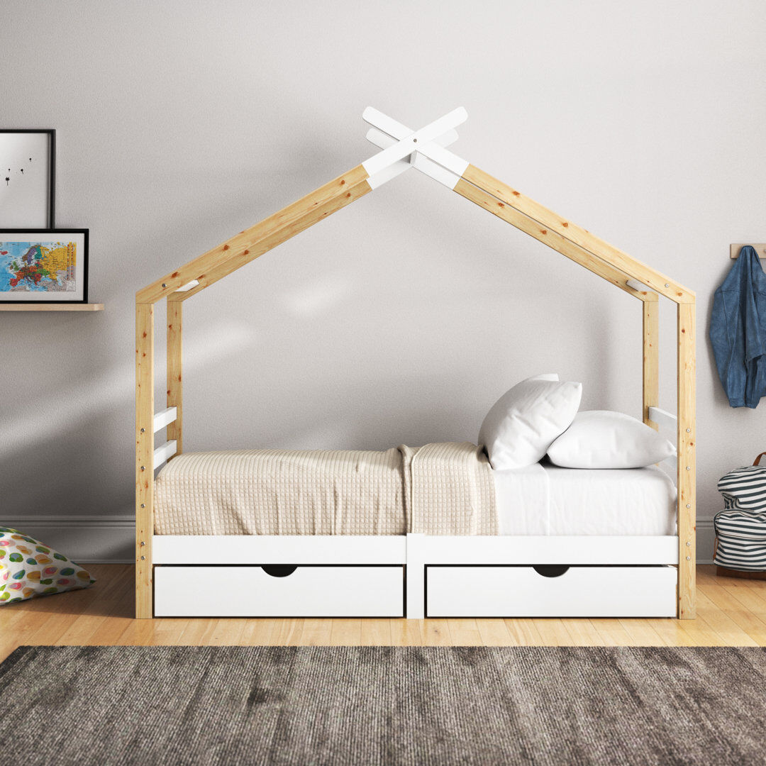 Mack + Milo Weatherholt Single (3') 2 Drawer House Beds Nature UK Single - DE 90 x 190 cm