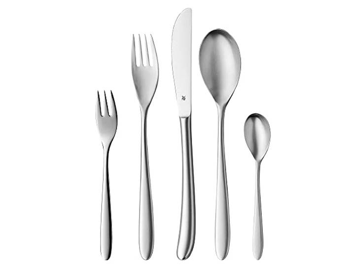 WMF Silk bestekset voor 12 personen, 60-delig, monobloc-mes, Cromargan roestvrij staal, gematteerd, vaatwasmachinebestendig