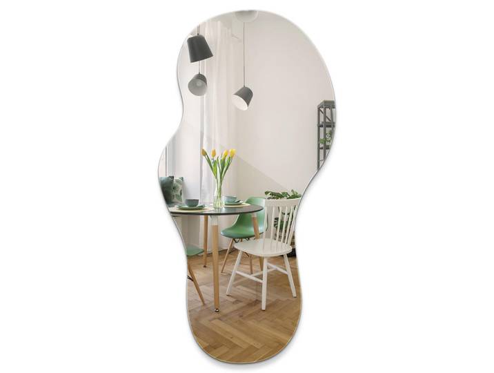 Tulup Spiegel 45x90 cm asymmetrisch, Transparent, Glas, Organisch, 45x90x0.4 cm, Spiegel, Wandspiegel