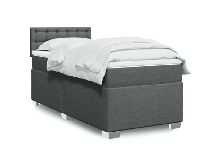 RJPLMFV Textilbett, dunkelgrau, 90 x 190 cm mit Taschenfederkernmatratze Personalisierte Unterstützung, abnehmbarer Bezug, waschbar, Kopfteil inklusive, robuste Füße
