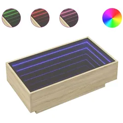 vidaXL LED-Couchtisch Sonoma Eiche 90x50x30 cm Holzwerkstoff