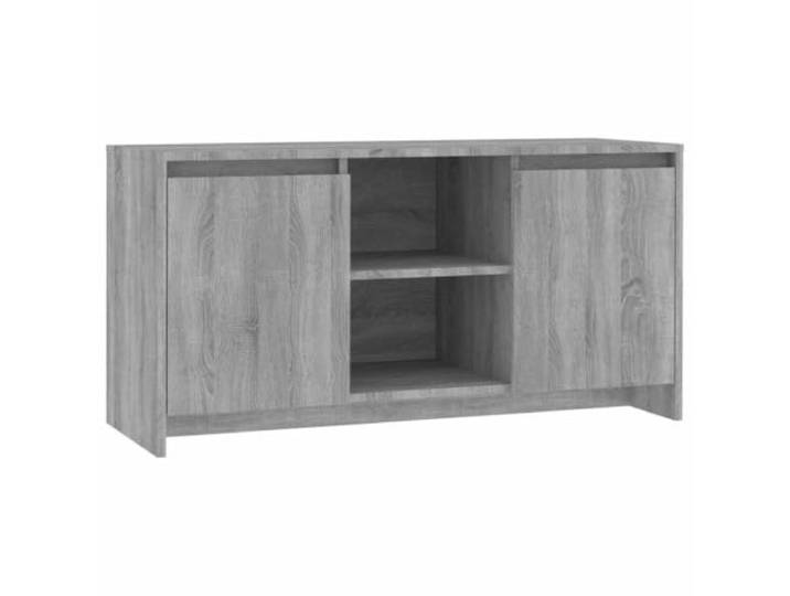 Roanoer TV-Schrank Grau Sonoma 102x37,5x52,5 cm Lowboard Holzwerkstoff Kompakte Phonomöbel mit Türen und Fächern für Wohnzimmer und Schlafzimmer, pflegeleichte Oberfläche in Sonoma Grau.