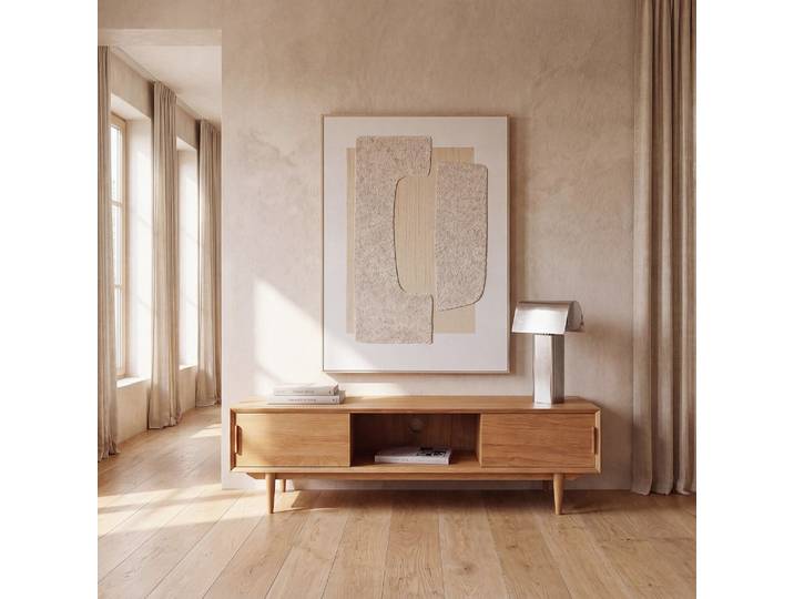 Meuble TV placage chêne, L160 cm