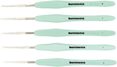 buttinette Garnhäkelnadel-Set, 5 Stück, Stärken: 0,75–1,75 mm
