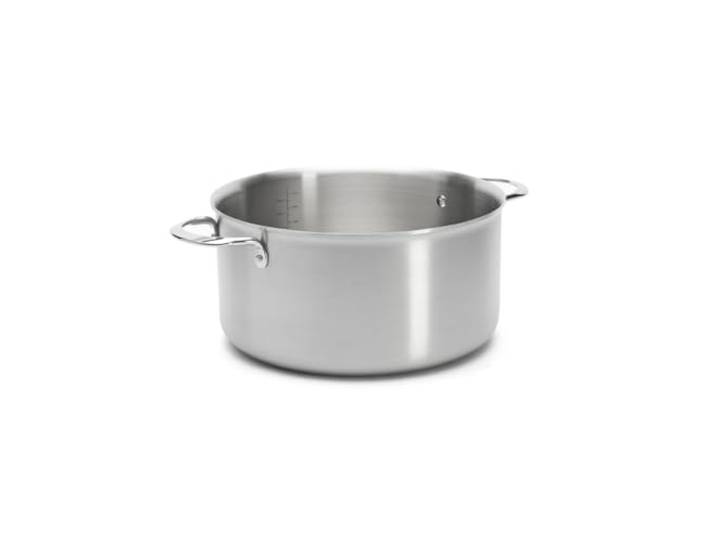DE BUYER Alchimy Kochtopf ohne Deckel, 3-lagiger Edelstahl, 28 cm, PFAS, Kochbeherrschung, Edelstahl 18/10, für alle Herdarten + Backofen, polierte Oberfläche, Grau