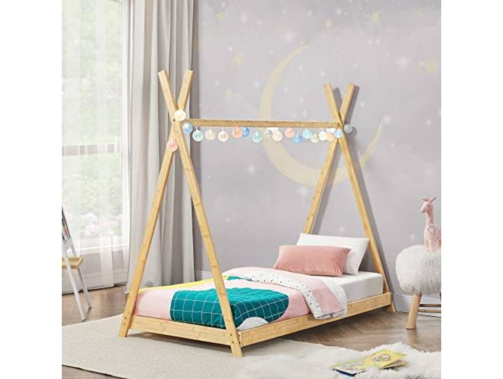 [en.casa] Kinderbed Vimpeli tipi bamboe 90x200 cm houtkleurig