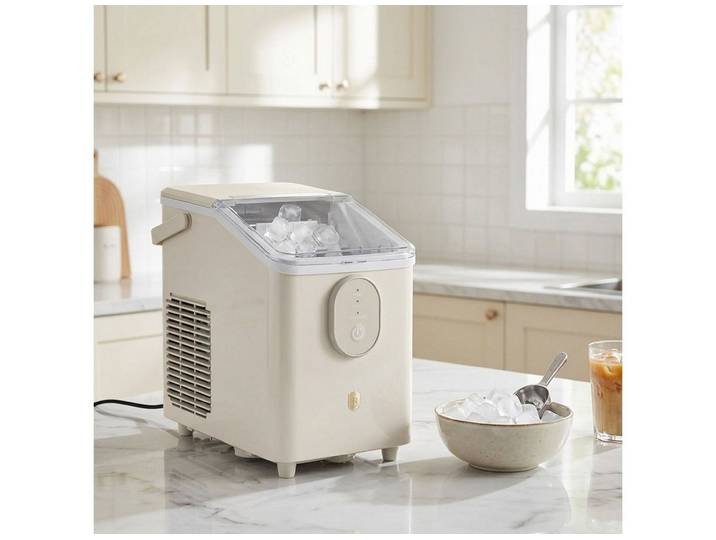 BerlingerHaus Eiswürfelmaschine Retro Eiswürfelmaschine Creme, 12kg/24h Ice Maker 0,8L Wassertank, Mit LED-Anzeige