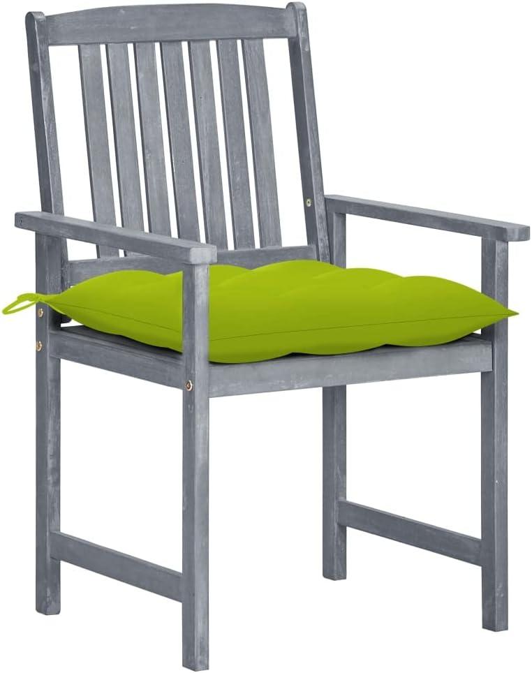 4er-Set Gartenstühle aus massivem Akazienholz mit Kissen und Latten-Design für rustikalen Charme