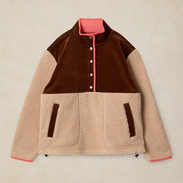 White Stuff Borg Half Zip Fleece Natural Multi
