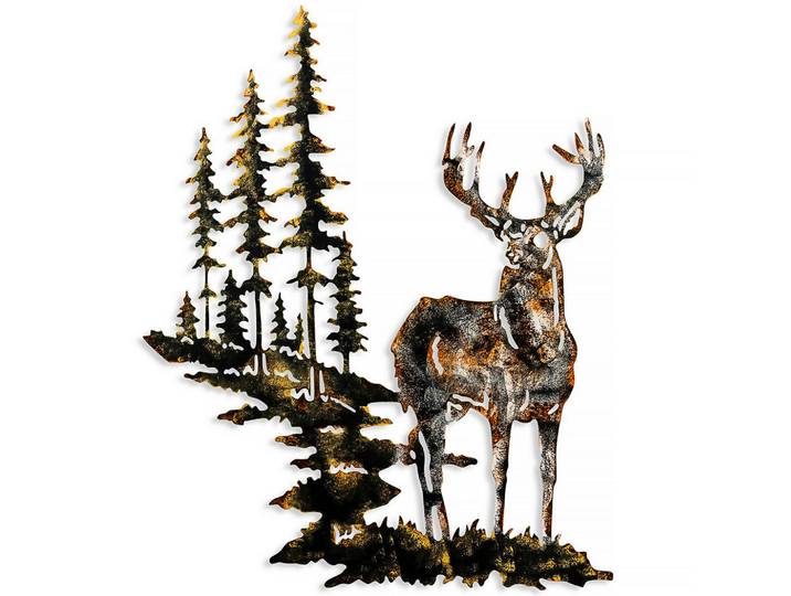 Metallbild, Mehrfarbig, Metall, 65x79 cm, Dekoration, Weihnachtsdekoration, Winterdeko