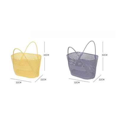 Swimming Bathing Handle Basket Student Bathing Basket Bathroom Storage Basket yellow + Gray