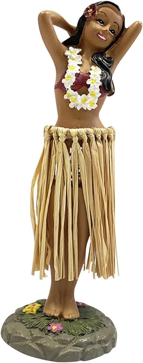 Handgemaakt Houten Dansend Meisje Figuur - Dashboard Decoratie - Bruin - Hoogte: 16 cm