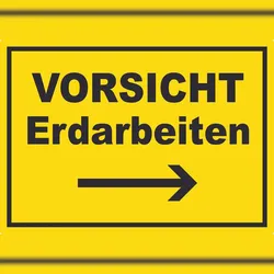 HB-Druck Vorsicht Erdarbeiten mit Richtungspfeil rechts Aufkleber A6 (105x148mm)