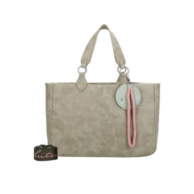 Henkeltasche FRITZI AUS PREUSSEN "Izzy Vintage", Damen, Gr. B/H/T: 42cm x 29cm x 42cm, grün, Lederimitat, unifarben, Taschen, mit Taschen-Anhänger und Schlüsselschlange