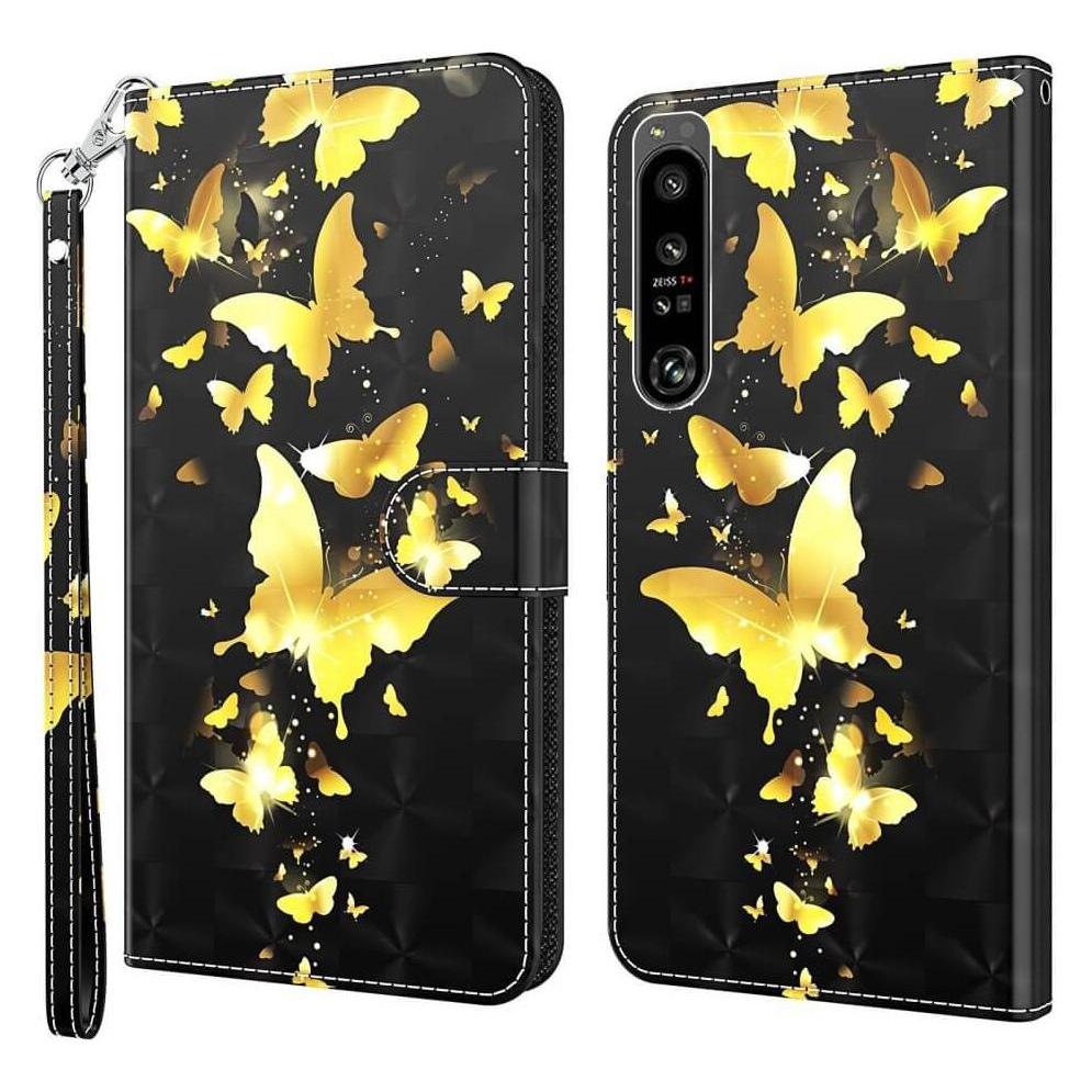 Cover-Discount Sony Xperia 1 IV - Leder Hülle Schmetterlinge gold (Sony Xperia 1 IV) (660103680A)