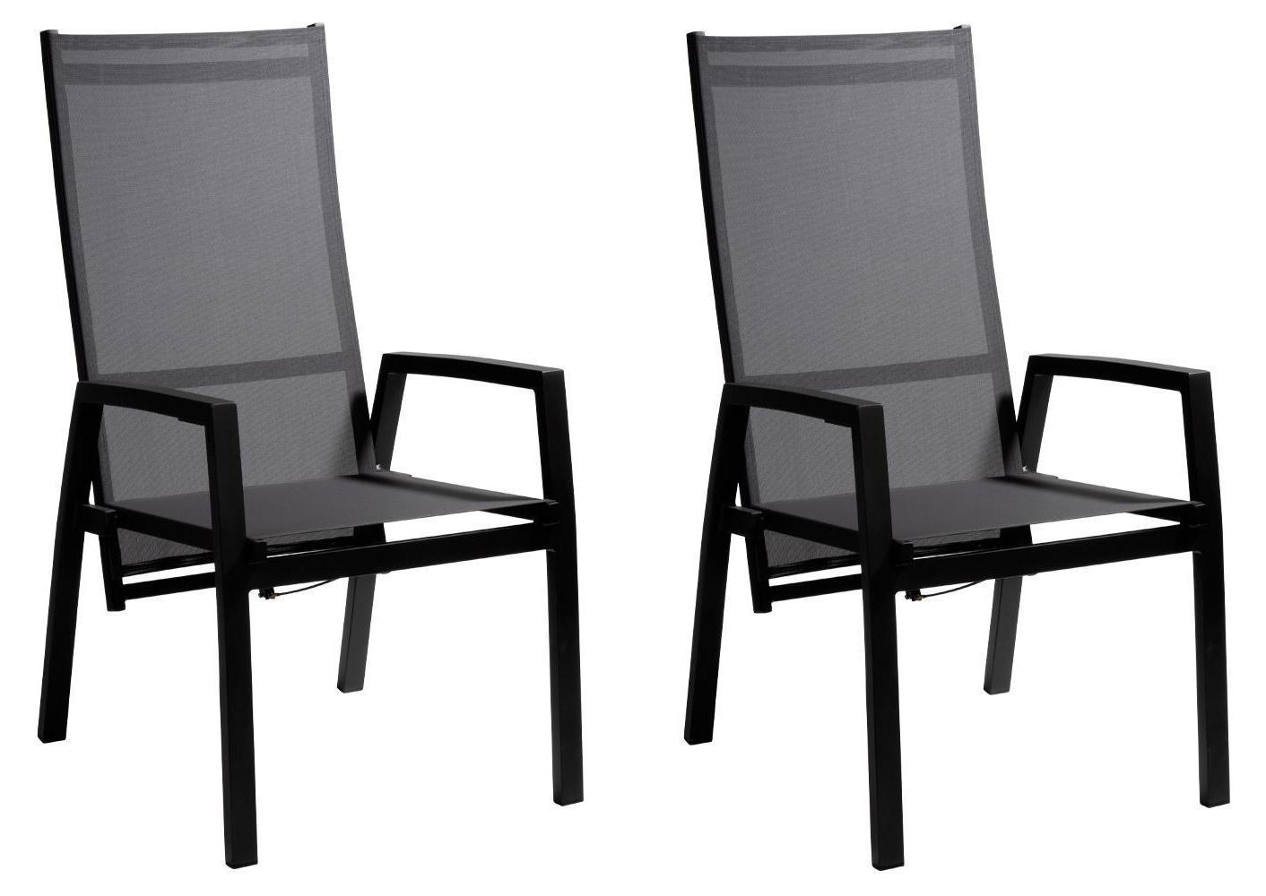 Gartenstühle - Anthrazit - Grau - Textilen - Aluminiumrahmen - stapelbar - 2er Set