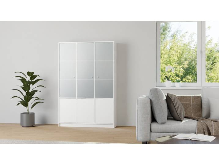 Weißer Bibliotheksschrank aus MDF Dekor MDF Beschichtet MDF Weiß matt
