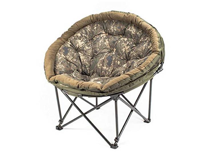 Nash Indulgence Moon Stuhl 2020 - Camouflage, Mikrofleece, Pfirsichledermatratze - Stuhl für Entspannen und Camping