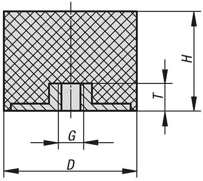 KIPP Gummipuffer Typ E M12 Ø75 H40 Stahl Elast. Naturkautschuk (K0573.07504055)