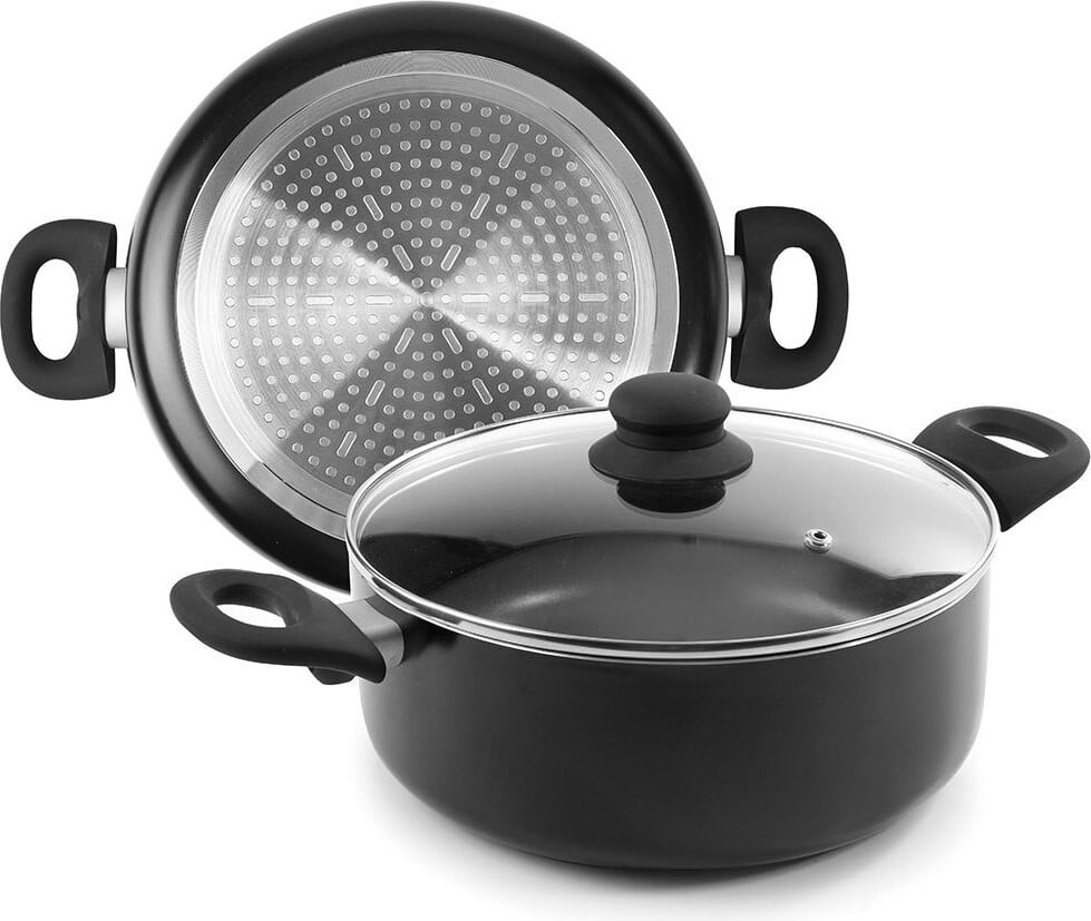 Ibili Menaje Braadpan met deksel van aluminium, 16 cm diameter, geschikt voor inductie, antiaanbaklaag