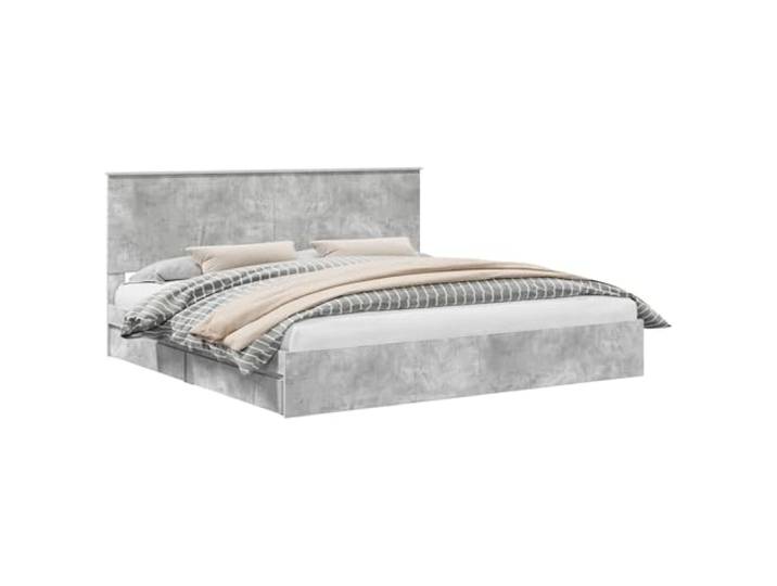 PUGYNBK Bett mit Schubladen, Grau, 200 x 200 cm Holztechnik, minimalistisches Design, einfache Montage, Reinigung mit feuchtem Tuch