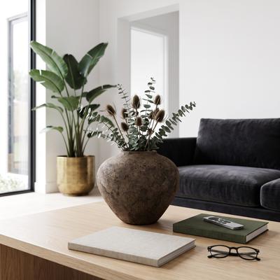 Sagebrook Home Decorative Round Terracotta Vase for Living Room Coffee Table Decor