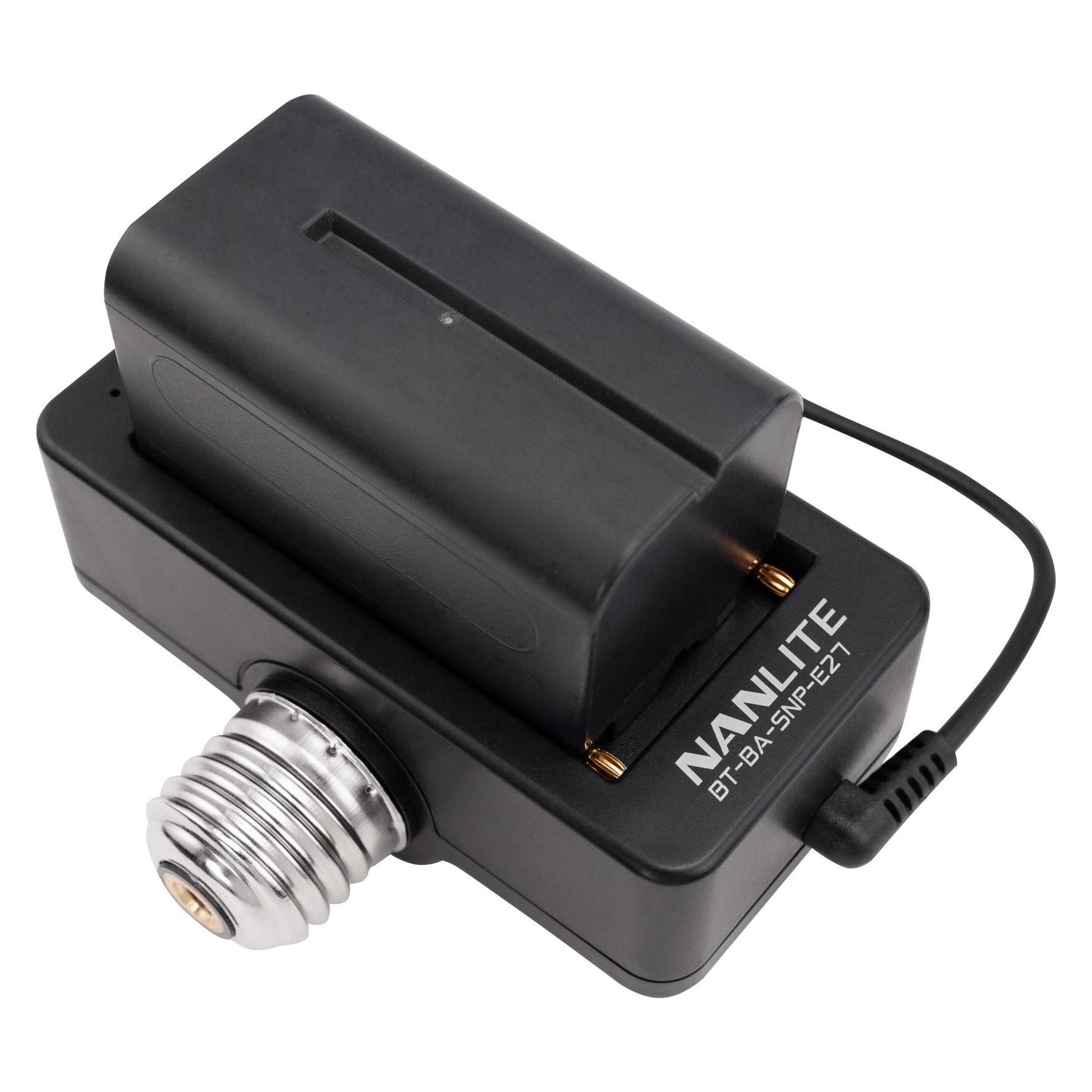 Nanlite Batterie Adapter NP-F mit E27 Gewinde (Batteriegriff, Handgriff) (BT-BA-SNP-E27)