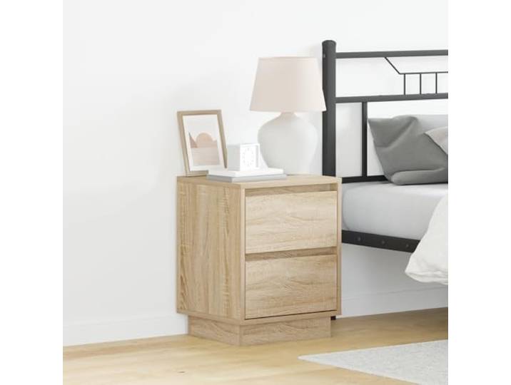 HEFZGDB Nachttische mit LED-Lichtern 2 Stück Sonoma Eiche 39x34.5x50 cm Sanftschließende Schubladen und Beleuchtung für Schlafzimmer