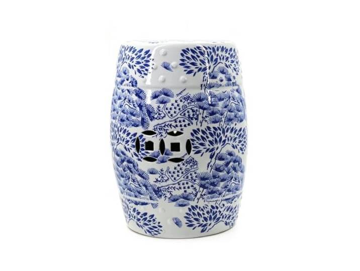 LGHQGHXF Keramik-Gartenhocker, Handbemalter Hocker, Dekorative Trommel for Drinnen Und Draußen, Glasierte Blaue Und Weiße Chinoiserie, Beistelltisch for Terrasse, Wohnzimmer, Schlafzimmer