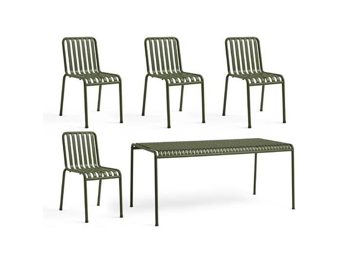 HAY - Palissade Tisch + 4x Chair, olive