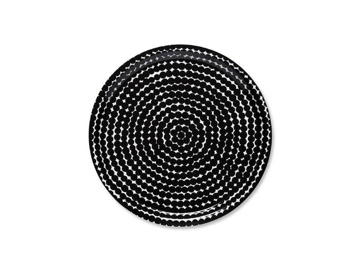 Marimekko - Räsymatto Tablett rund Ø 31 cm, schwarz / weiss