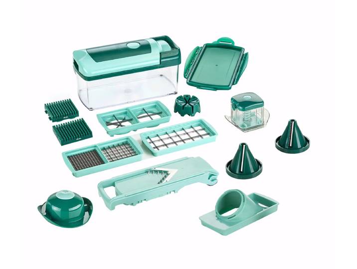 Genius Nicer Dicer Fusion + Slicer + Julietti Reibe – Raffel/Reibe – grün