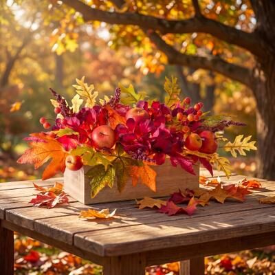 "16"" Pre-Lit Harvest Apple Centerpiece by BrylaneHome in Harvest Apple"