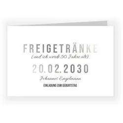 Einladungen zum Geburtstag in Weiß im Design "Freigetränke - Geburtstag" - Musterkarte