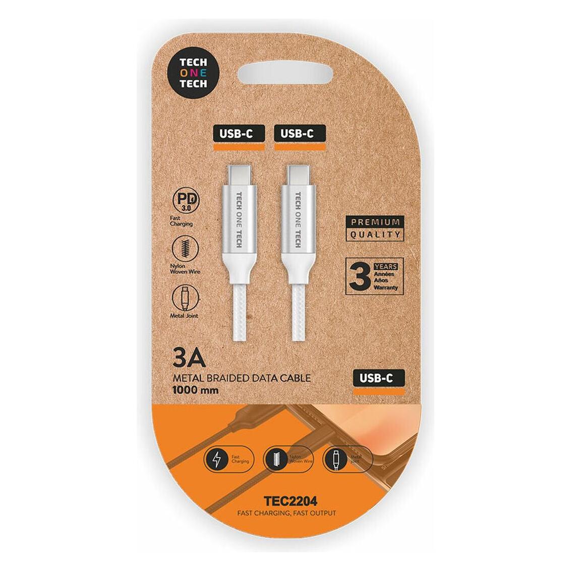 Tech One Tech TECH1TECH TEC2204 USB Kabel 1 m USB C Weiss (1 m) (TEC2204)