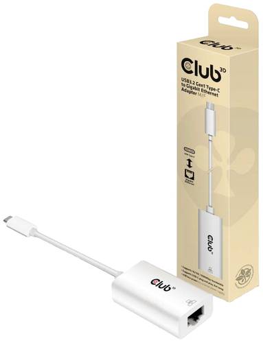 Club3D Adapter USB 3.2 Typ C - RJ-45 Adapter 10 / 100 / 1000MBit/s USB-C, RJ45