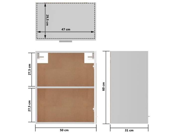 Armoire suspendue Blanc brillant 50x31x60 cm Aggloméré XID