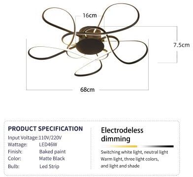 Uplift Essentials Modern LED Celestial Chandelier   Luxury Chrome & Gold Plated Ceiling Light black 27 In (dia 680 Mm)