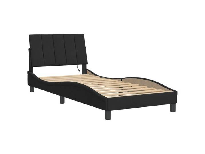 Bon plan  Lit simple pour adolescent/Adulte Cadre de lit avec LED - Non matelas - noir 90x190cm velours - Pour chambre