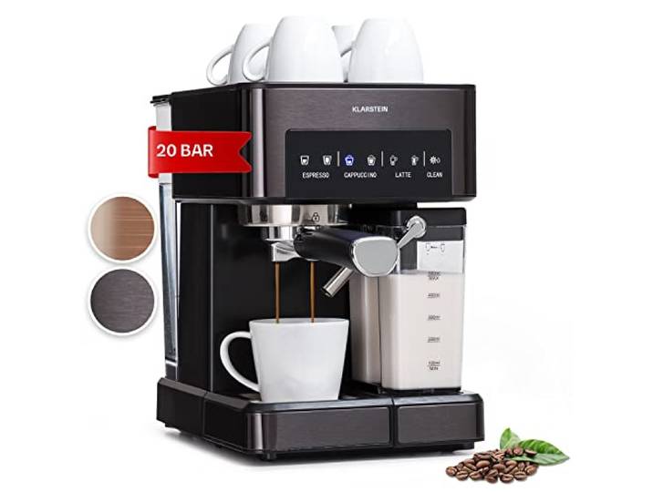 Klarstein Espresso Siebträgermaschine mit Milchaufschäumer, 1,8L Mini-Espressomaschine mit Siebträger, 20 Bar Edelstahl-Kaffeemaschine Klein, 1350W Kaffeemaschine für Cappuccino, Latte, Espresso
