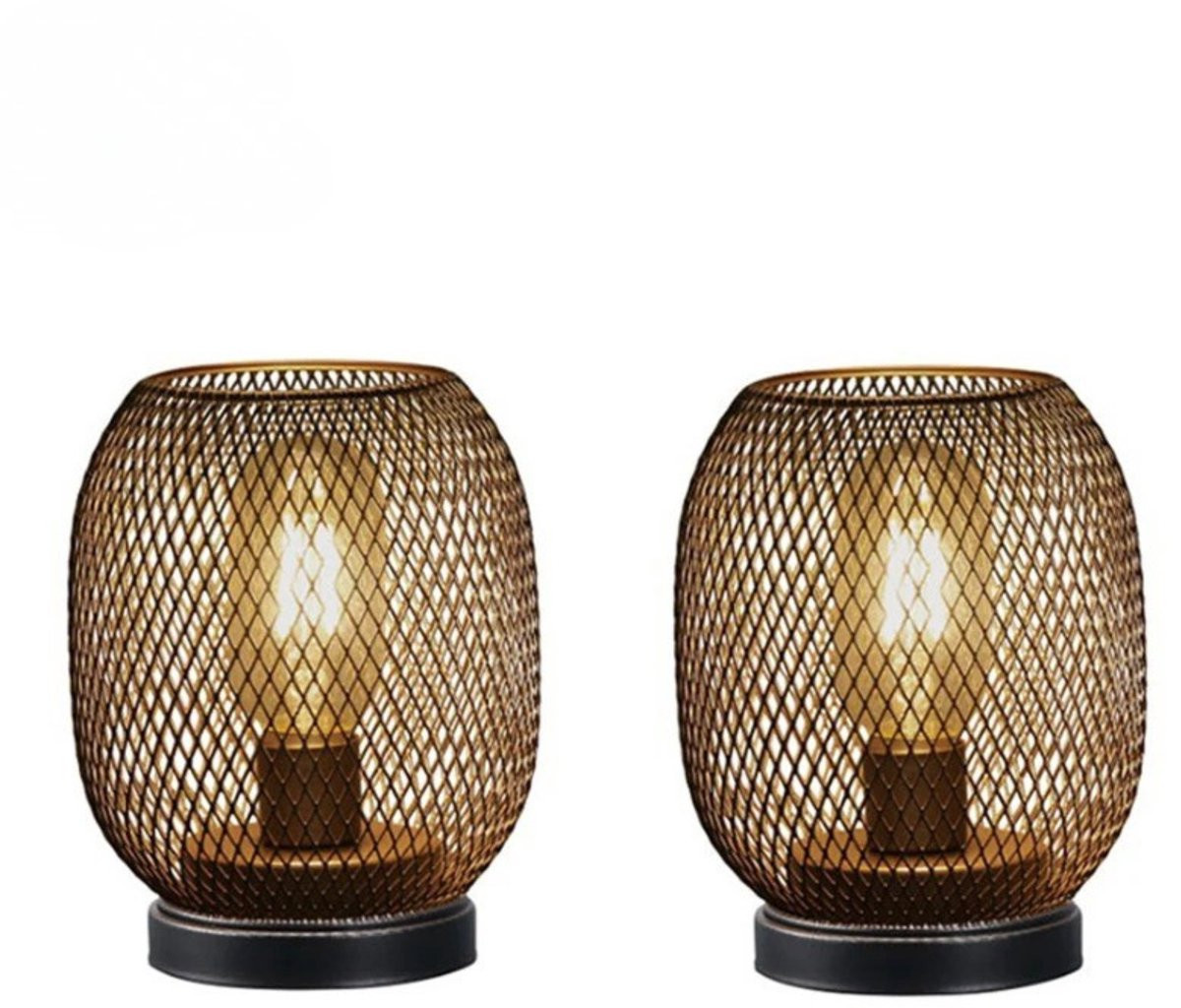 Stervia Set van 2 Draadloze Kooilampen - Industrieel Design - Zwart - B/D/H: 15 x 17 cm