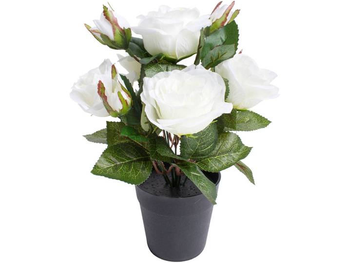 Kunstblume BOTANIC-HAUS Rosenbusch , weiß, B:20cm H:27cm T:20cm Ø:20cm, Kunststoff, Kunstpflanzen, Kunstblume