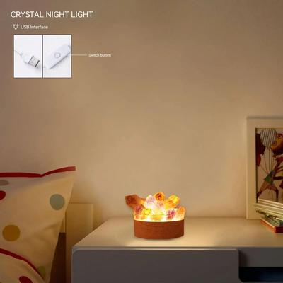 Uplifted Goods Natural Crystal Point Lamp With LED Light For Home Decor And Energy Display amethyst Clear