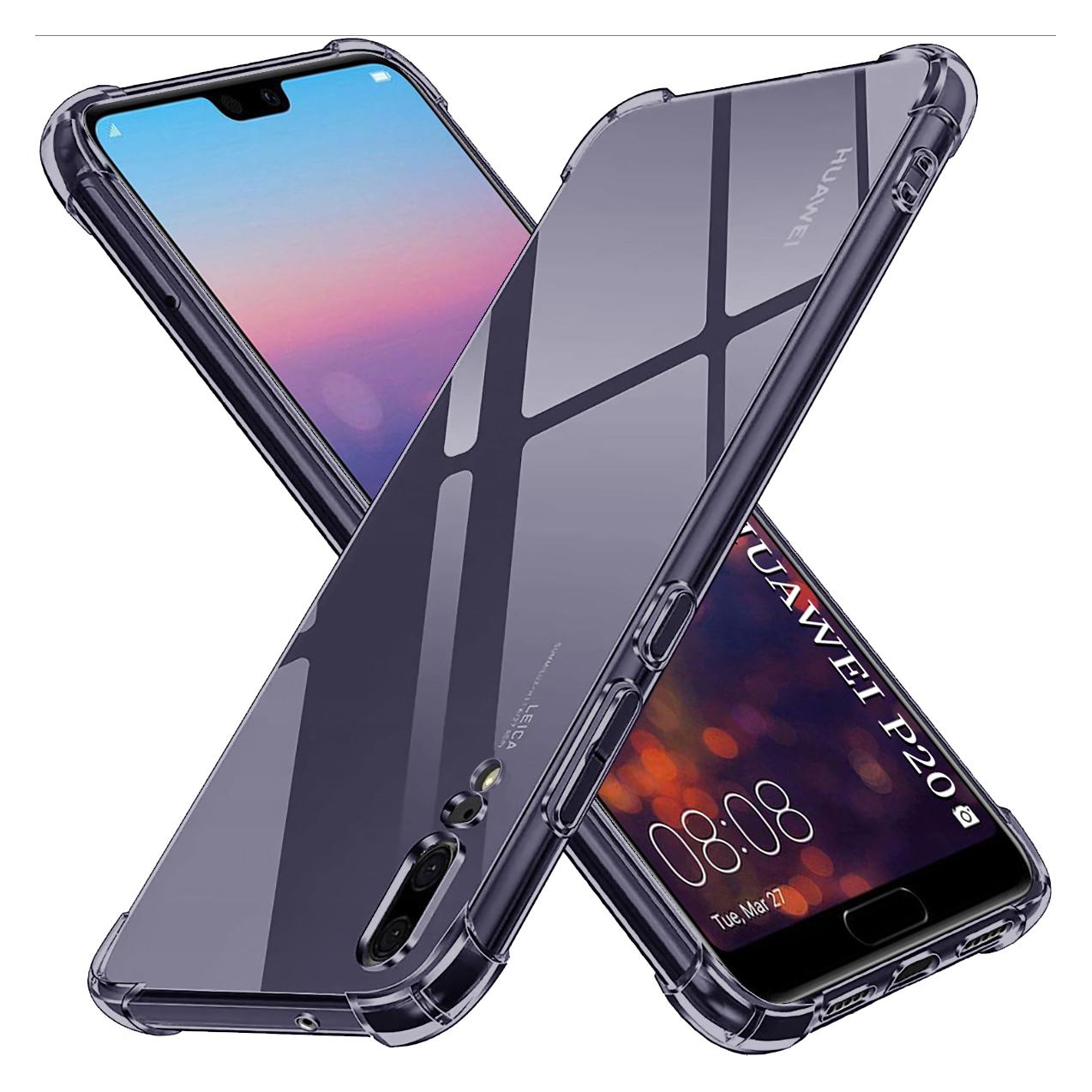 Techsuit - Shockproof Clear Silicone - Huawei P20 - Smoke Black (Huawei P20) (59433204)