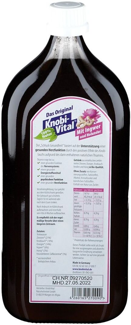 Knobivital mit Ingwer und Holunder Bio 960 ml Flaschen