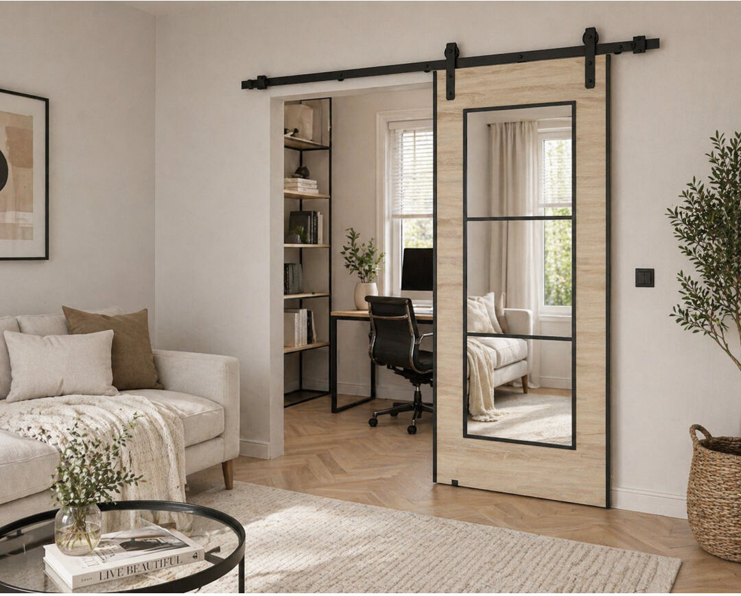 Brayden Studio Ketterer Barn Door Beige 96cm x 205cm