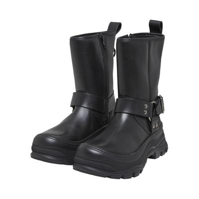 Stiefel BUFFALO "Buffalo Buffalo roam biker hi", Damen, Gr. 39, schwarz, Leder, unifarben, Schuhe Stiefel