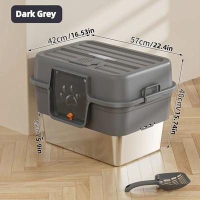Uplift Essentials XL Professional Enclosed Litter System With Stainless Steel Base dark Gray